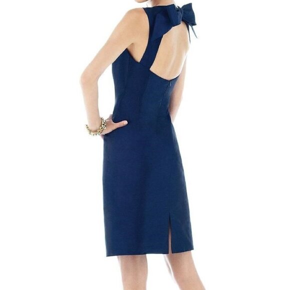 NWT Alfred Sung Midnight Blue Cocktail Sheath Dress Size 8 - Picture 1 of 12